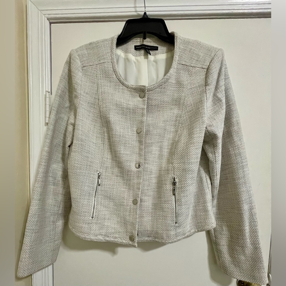 White House Black Market Textured Cream Blazer